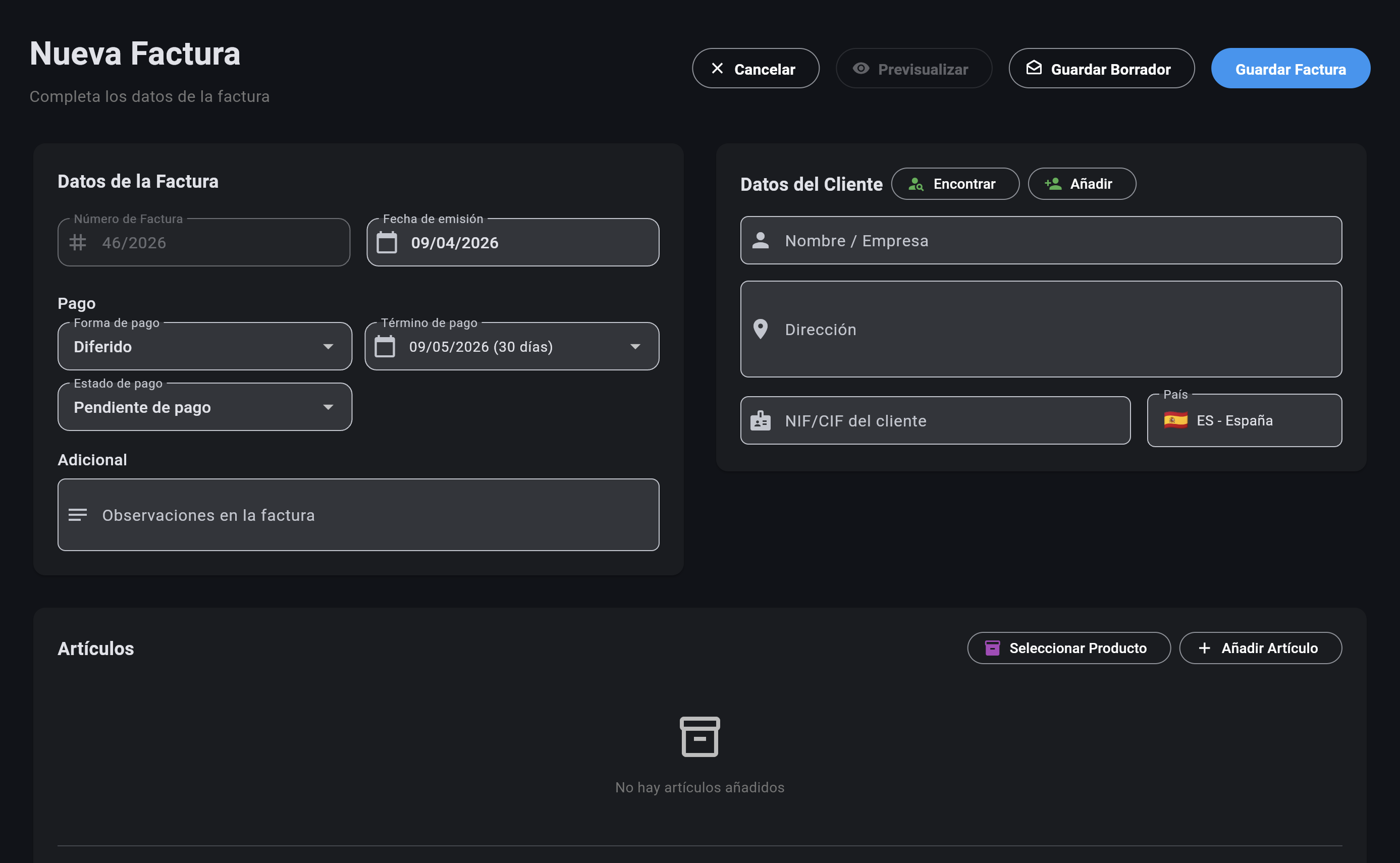 Facturas profesionales